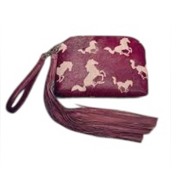 NWT Laborde Hair-On-Hide Tassel Gold Hardware Wristlet/Clutch - Picture 1 of 11